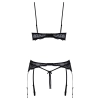 Cottelli LINGERIE - Seksowny Koronkowy 3-Częściowy Zestaw Czarny 85B/L