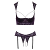 Cottelli LINGERIE - Seksowny 2-Częściowy Komplecik Z Fioletowej Koronki I Białymi Perłami 80B/M