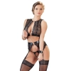 Cottelli Bondage - 3-Częściowy Koronkowy Komplecik Bondage Czarny M