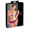 Cottelli LINGERIE - Seksowny 3-Częściowy Komplecik W Kratę Z Białą Koronką S