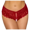 Cottelli LINGERIE - Gorące Czerwone Figi Z Koronki Bez Krocza M