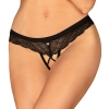 Obsessive - Seksowne Czarne Koronkowe Stringi Z Otwartym Kroczem Chemeris XS/S