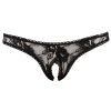 Cottelli LINGERIE - Seksowne Stringi Z Kwiatowej Koronki Bez Krocza Czarne S