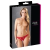 Cottelli LINGERIE - Seksowne Stringi Z Kwiatowej Koronki Bez Krocza Czerwone XL