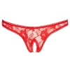 Cottelli LINGERIE - Seksowne Stringi Z Kwiatowej Koronki Bez Krocza Czerwone XL