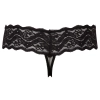 Cottelli LINGERIE - Koronkowe Stringi Z Perełkami W Kroczu Czarne S