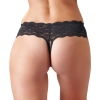 Cottelli LINGERIE - Koronkowe Stringi Z Perełkami W Kroczu Czarne S