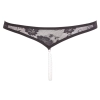 Cottelli LINGERIE - Czarne Koronkowe Stringi Z Perłami W Kroczu M