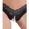 Cottelli LINGERIE - Seksowne Satynowe Majteczki Z Perełkami W Kroczu Czarne S