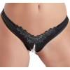 Cottelli LINGERIE - Seksowne Satynowe Majteczki Z Perełkami W Kroczu Czarne L