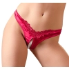 Cottelli LINGERIE - Seksowne Satynowe Majteczki Z Perełkami W Kroczu Czerwone M