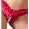 Cottelli LINGERIE - Seksowne Satynowe Majteczki Z Perełkami W Kroczu Czerwone L