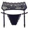 Cottelli LINGERIE - Seksowny Koronkowy Pas Do Pończoch I Stringi Czarne M
