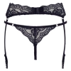 Cottelli LINGERIE - Seksowny Koronkowy Pas Do Pończoch I Stringi Czarne M