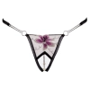 Cottelli LINGERIE - Stringi Bez Krocza Z Delikatnej Siateczki I Eleganckim Haftem M/L
