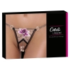 Cottelli LINGERIE - Stringi Bez Krocza Z Delikatnej Siateczki I Eleganckim Haftem M/L