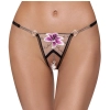 Cottelli LINGERIE - Stringi Bez Krocza Z Delikatnej Siateczki I Eleganckim Haftem M/L