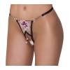 Cottelli LINGERIE - Stringi Bez Krocza Z Delikatnej Siateczki I Eleganckim Haftem M/L