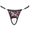 Cottelli LINGERIE - Stringi Z Delikatnej Kwiatowej Koronki Z Perełkami W Kroczu S/M