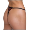 Cottelli LINGERIE - Stringi Z Delikatnej Kwiatowej Koronki Z Perełkami W Kroczu S/M