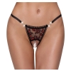 Cottelli LINGERIE - Stringi Z Delikatnej Kwiatowej Koronki Z Perełkami W Kroczu S/M