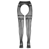 Cottelli LEGWEAR - Czarne Siateczkowe Rajstopy Z Podwiązka Bez Krocza L/XL