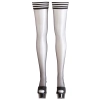Cottelli LEGWEAR - Czarne Pończochy Z Pasiastą Górą Samonośne L