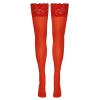 Cottelli LEGWEAR - Czerwone Klasyczne Pończochy Z Piękną Koronką 2
