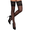 Cottelli LEGWEAR - Samonośne Czarne Pończochy Z Szeroką Koronką 4