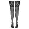 Cottelli LEGWEAR - Samonośne Czarne Pończochy Z Szeroką Koronką 4