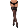 Cottelli LEGWEAR - Samonośne Czarne Pończochy Z Szeroką Koronką 4