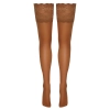 Cottelli LEGWEAR - Samonośne Beżowe Pończochy Z Szeroką Koronką 4