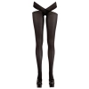 Cottelli LEGWEAR - Czarne Pończochy Z Paskami Na Biodra L/XL