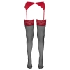 Cottelli LEGWEAR - Czarne Pończochy Z Czerwoną Koronką 4