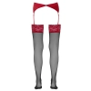 Cottelli LEGWEAR - Czarne Pończochy Z Czerwoną Koronką 4