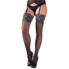 Cottelli LEGWEAR - Seksowne Pończochy Kabaretki Z Kwiatową Koronką S/M