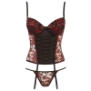 Cottelli LINGERIE - Seksowny Kwiatowy Gorset + Stringi 85C/L