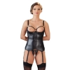Cottelli Bondage - Seksowna Matowa Koszulka Bez Biustu + Otwarte Stringi XL