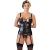 Cottelli Bondage - Seksowna Matowa Koszulka Bez Biustu + Otwarte Stringi XL