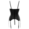 Cottelli LINGERIE - Koronkowa Koszulka Z Otwartymi Miseczkami I Stringi Bez Krocza Czarne M