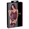 Cottelli LINGERIE - Siateczkowa Koszulka Z Paskami Do Pończoch + Stringi 75B/S