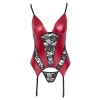 Cottelli LINGERIE - Seksowna Matowa Koszulka Z Paskami i I Delikatną Koronką + Stringi M