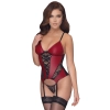 Cottelli LINGERIE - Seksowna Matowa Koszulka Z Paskami i I Delikatną Koronką + Stringi XL
