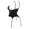 Cottelli LINGERIE - Seksowna Matowa Koszulka Z Paskami i I Delikatną Koronką + Stringi XL