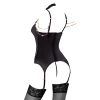Abierta Fina - Zmysłowa Koszulka Do Pończoch Z Elegancką Koronką + Stringi 85B/L