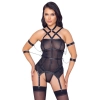 Cottelli Bondage - Seksowna Koszulka Z Siateczki Z Łańcuchami + Stringi M