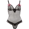 Cottelli LINGERIE - Seksowne Siateczkowe Body Z Otwartym Kroczem I Biustem Czarne 85B/L