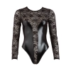 Cottelli LINGERIE - Seksowne Koronkowe Body Z Matowymi Wstawkami Czarne L