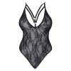 Cottelli LINGERIE - Seksowne Koronkowe Body Z Ozdobnymi Paskami Czarne XL