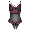 Cottelli LINGERIE - Gorące Body Z Dwukolorowej Koronki Z Kwiatowym Motywem S/M